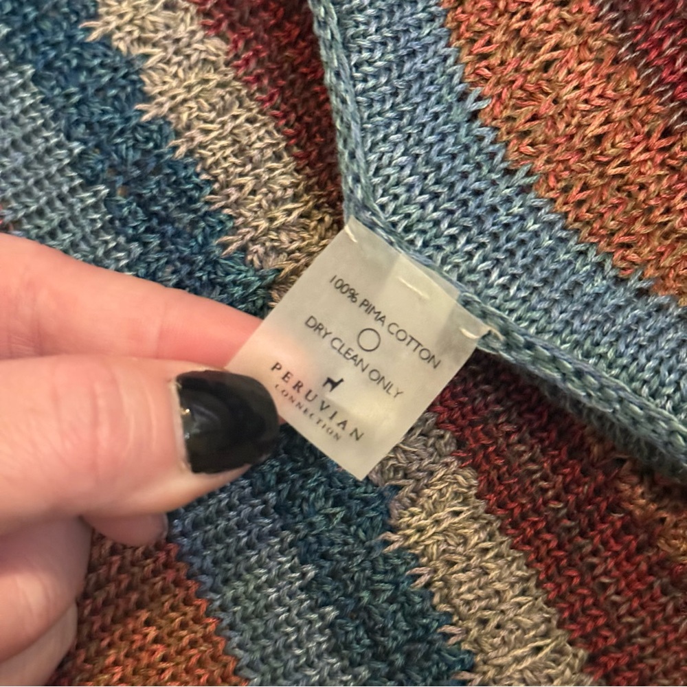 Peruvian Connection Maras Pima Cotton Multicolored Boho Cardigan Womens Size S - Picture 12 of 12